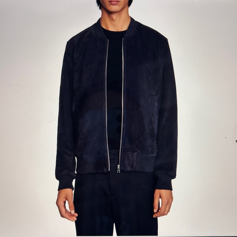 Sandro Men's Suede Leather Bomber Jacket